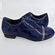 Tangolera 105 Pitoncino Blu Italian Men's Shoes Iridescent blue tiny rhomboidal mirrors-like printed pattern nappa Oxford shoes with 4 lace holes on heel 2.2