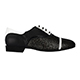 Tangolera Pizzo Nero Vernice Bianca - Italian Men Shoes model TBPzV105bkwx2p2, lace-printed black suede, with white patent leather details, heel 2.2