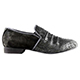 Tangolera 112 Comfort Camoscio Nero Men Italian Men's Shoes - Model TBA112suedblckx2p2 Black Suede Loafer Shoes with gray flower printed pattern vamp on Heel 2.2