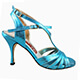 Tangolera A100 Turchese T7 Italian Women's Shoes - Model TBA100-trqsx7 Turquoise Iridescent fingerprint pattern printed nappa uppers Y-strap double ankle-strap sandals, on Heel 9