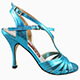 Tangolera A100 Turchese T9 Italian Women's Shoes - Model TBA100-trqsx9 Turquoise Iridescent fingerprint pattern printed nappa uppers Y-strap double ankle-strap sandals, on Heel 9