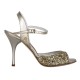 Tangolera Glitter Platinum - Italian Women Shoes model A1-pltx7, Platinum Glitter Sandals, Heel 9 (also available HEEL 7)