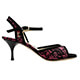 Tangolera Pizzo Nero Rosa T6 Italian Women's Shoes - Model TBA1pnr-bkndrsx6 Black Lace over pink nappa lining ankle-straps sandals on black painted Heel 6