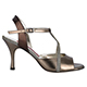 Tangolera Notturno Bronze A10 T7 Italian Women's Shoes - Model TBA10-brznottx7 bronze napa sandals with silver glittery textile combo in Heel 7 (also available on Heel 9)