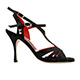 Tangolera A100 Black T9 Italian Women's Shoes - Model TBA100-bckx9 Black / Nero pattern printed nappa uppers Y-strap double ankle-strap sandals, on Heel 9