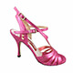 Tangolera A100 Fucsia T9 Italian Women's Shoes - Model TBA100-fxsx9 Fucsia Iridescent fingerprint pattern printed nappa uppers Y-strap double ankle-strap sandals, on Heel 9