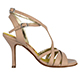 Tangolera Skin Bufalina T8 Italian Women's Shoes - Model TBA11b-ndbjx8 - Y-strap double-strap sandals Nude/Beige Nappa uppers and straps with full buffalo suede outsole on Heel 8