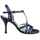 Tangolera A11 Blue Cangiante T8 Italian Women's Shoes Model TBA11cng-blulx8 Iridescent Blue snake skin pattern printed nappa uppers Y-strap single ankle-strap sandals with a fine silver lining detail on Heel 8 (also available in Heel 9)