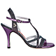 Tangolera Notturno Grey - Italian Women Shoes model TBA11-ntgx9, Grey Fabric on Napa Leather, Violet painted Heel 9