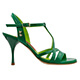 Tangolera Nappa Soft Verde T8 Italian Women's Shoes - Model TBA11-vrdsft-grnx8 Green Nappa uppers T-strap sandals on uncovered Heel 8