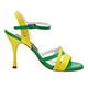 Tangolera A111 Giallo Verde T8 Italian Women's Shoes Model TBA111glvrd-grnylwx8 Open heel green and yellow nappa combo sandals on Heel 8