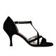 Tangolera A13 Camoscio Nero T7 Italian Women Shoes Model TBA13-sdbkx7 Black Suede T-strap closed-heel shoes on Heel 7