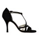 Tangolera A13 Camoscio Nero T9 Italian Women Shoes Model TBA13-sdbkx9 Black Suede T-strap closed-heel shoes on Heel 9