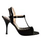 Tangolera Camoscio Nero Pois - Italian Women Shoes model TBA14p-bckx9, Black Suede, White Polka Dots, Heel 9