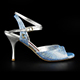 Tangolera Pitoncino Aqua Marina - Italian Women's Shoes Model TBAM-aqmblx8, X-strap Ankle-strap sandals, Glam Friendly Collection, Nappa python-printed pattern in 'mirror' aquamarin blue with silver combo, on Heel 8