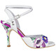 Tangolera A1CL Fiori T9 Italian Women's Shoes Model TBA1CLF-whtpstx9 White Nappa with pastel floral print pattern X-strap ankle-strap sandals on Heel 9 (also available in Heel 7)