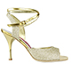 Tangolera A1CL Glitter Oro Tacco Galvanizzato Italian Women's Shoes - Model TBA1CLgo-gldx9 Golden Glitter Sandals with golden galvanized heels and golden laminated X-straps and borders on Heel 9