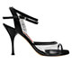 Tangolera A1CL Nero Plex T9 Italian Women's Shoes - Model TBA1CLNP-bkplxgx9 Black Nappa with Transparent Plexiglas front uppers X-strap ankle-strap sandals on uncovered Heel 9