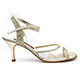 Tangolera A1CL Oro Glass T7 Italian Women's Shoes - Model TBA1CLOG-gldglsx7 Platinum Gold Glitter with Transparent Plexiglas front uppers Laminated X-strap ankle-strap sandals on Milky White nappa covered Heel 7 also available in Heel 9