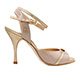 Tangolera A1CL Vernice Beige T9 Italian Women's Shoes - Model TBA1CLvrn-bgx9 shiny beige patent with glittered strap ornamental front bow and covered heel X-strap ankle-strap sandals on Heel 9 also available in Heel 7