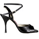Tangolera A1CL Vernice Nera T9 Italian Women's Shoes - Model TBA1CLvrn-bkx9 Shiny Black Patent X-strap ankle-strap sandals on Heel 9 (also available in Heel 7)