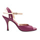 Tangolera A2 Vinaccia - Italian Women Shoes model TBA2vnc-prplx7, purple red wine nappa leather with silver laminated strap, open heels sandals on Heel 7 (also available Heel 9)