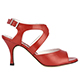 Tangolera Rosso Perlato A25 - Italian Women's Shoes Model TBA25-rdprlx7, Pearlized Red Nappa, double X-strap sandals, on Heel 7 (also available in HEEL 9)