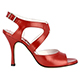 Tangolera Rosso Perlato A25 - Italian Women's Shoes Model TBA25-rdprlx9, Pearlized Red Nappa, double X-strap sandals, on Heel 9 (also available in HEEL 7)