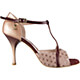 Tangolera A26 Cherry Sfumato T8 Italian Women's Shoes - Model TBA26sf-chrdx8 tango shoes Smoky Cherry Red napa heel cage and same color dotted suede front uppers laminated split front T-strap (Y-strap) on Heel 8