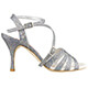 Tangolera A27 Mirror Heels T8 Italian Women's Shoes - Model TBA27mrr-slrx8, Silver Mirror Pattern Iridescent, double-strapped, back and diagonal strap sandals, same mirror silver covered heels, on Heel 8