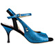 Tangolera A28 Azul Cangiante T7 Italian Women's Shoes - Model TBA28irdx-azblux7 Dark Iridescent Blue nappa ankle-strap sandals on Heel 7 (also available HEEL 9)
