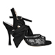 Tangolera Pizzo Nero Ribbon A2G T9 Italian Women's Shoes - Model TBA2Glrb-bckx9 black lace with black suede black satin ribbon bow single-strap sandals in Heel 9