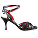 Tangolera A32CL Nappa Nera T7 Italian Women's Shoes - Model TBA32CLn-bckx7, Black Nappa Sandals, with double black X-straps and borders on Heel 7 (also available in Heel 9)