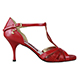 Tangolera Nappa Red Cangiante - Italian Women's Shoes Model TBA32nc-rdx7 Red Nappa/Iridescent combo T-strap sandals Double padding insoles Heel 7 (also available Heel 9)