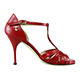 Tangolera Nappa Red Cangiante - Italian Women's Shoes Model TBA32nc-rdx9 Red Nappa/Iridescent combo T-strap sandals Double padding insoles Heel 9 (also available Heel 7)
