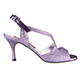 Tangolera Glitter Viola Multicolor T7 Italian Women's Shoes - Model TBA4Gv-vltx7 Angle color-changing multicolor Violet micro-Glitter Ankle-strap single strapped sandals on Heel 7 (also available in HEEL 9)