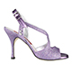 Tangolera Glitter Viola Multicolor T9 Italian Women's Shoes - Model TBA4Gv-vltx9 Angle color-changing multicolor Violet micro-Glitter Ankle-strap single strapped sandals on Heel 9 (also available in HEEL 7)