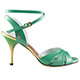 Tangolera A6CL Verde Perlato T8 Italian Women's Shoes - Model TBA6CL-vdpltx8, Pearly Green Nappa X-strap sandals, and green to golden ombre painted heels, and golden rame, on heel 8