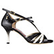 Tangolera A99 Rimini Nappa Nero T7 Italian Women's Shoes - Model TBA99npn-bckx7, Black Napa T-strap tango shoes, black & white front uppers, and black to white ombre nappa covered heels, on heel height 7cm