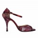 Tangolera Red Flower - Italian Women Shoes model TBB8rf-rx9, Snake Skin painted red flowers pattern, Heel 9
