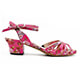 Tangolera D32 Fucsia Fiori - Italian Women Shoes model TBD32fxflw-fuxfx4, pink fuxia flower pattern printed nappa leather with very low open heels practica sandals on Heel 4 cm
