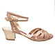 Tangolera D32 Rame Perlato Narrow Calzata Stretta - Italian Women Shoes model TBD32rmprlnrw-ndprlx4, nude beige nappa leather uppers & straps with pearl glittered heels, very low open heels practica sandals on Heel 4 cm