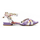 Tangolera D32 Viola - Italian Women Shoes model TBD32vla-vltx1, flowers printed pattern on white and violet backgrounds nappa leather with very low heels sandals on Heel 1 cm
