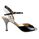 Tangolera D8 Betty Boop Noir T7 Italian Women's Shoes Model TBD8Ptn-wbckx7 Black Patent Leather & Strap Sandals with Stripes Painted Heel on Heel 7 (also available in Heel 9)
