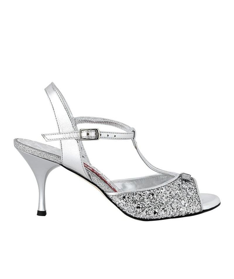 A1T Glitter Argento Heel 7 cm