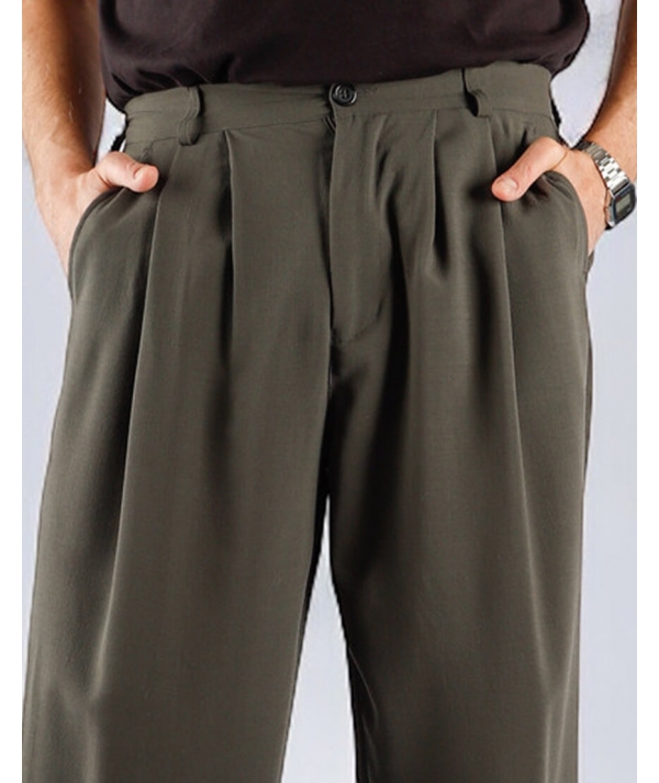 RossaSpina - Apparel - Men's Trousers • Tom • Model 04 Option 11 – Fango Grigio plain color - image