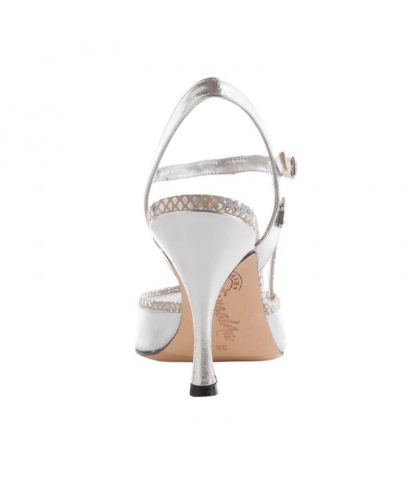 Tangolera - Shoes - Sara • A14 Argento Laminato Heel 9 cm - image