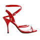 Tangolera A1CL Rosso Plex T9 Italian Women's Shoes - Model TBA1CLRP-rdplxgx9 Red Nappa with Transparent Plexiglas front uppers X-strap ankle-strap sandals on Heel 9