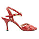 Tangolera A6CL Rosso Nappa T8 Italian Women's Shoes - Model TBA6CL-rsnpx8 Red Nappa X-strap sandals and red covered heels, on heel 8