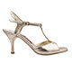 Tangolera C1 Platino Laminato T7 (pianta larga calzata stretta) Italian Women Shoes Model TBC1pltlamplcs-pltx7 T-strap sandals Laminated Platinum uppers straps and covered heels with wide toes cage and narrow fit on Heel 7 also available on heel 9